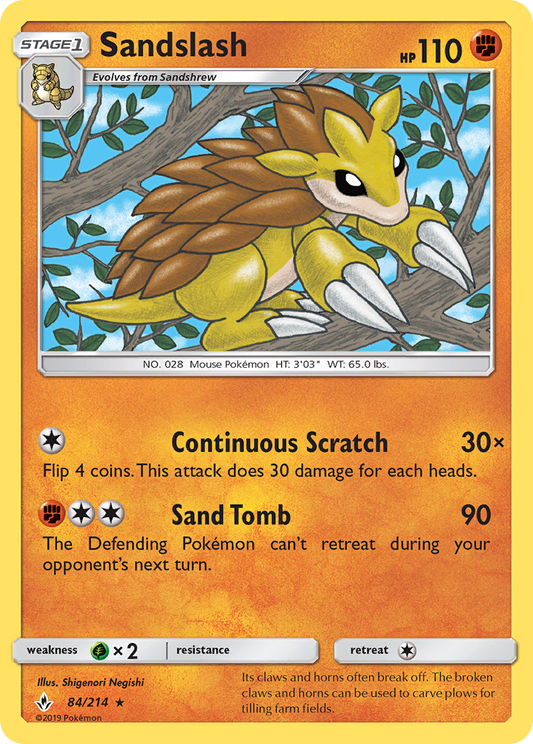 Sandslash 84 SM - Unbroken Bonds Rare Lightly Played