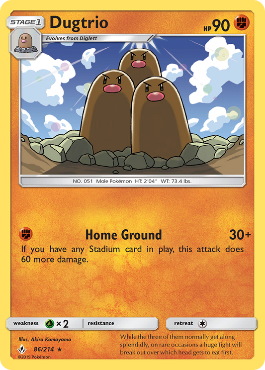 Dugtrio 86 SM - Unbroken Bonds Rare Lightly Played