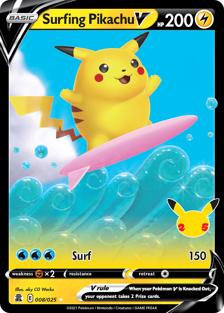 Surfing Pikachu V 008 Celebrations Ultra Rare