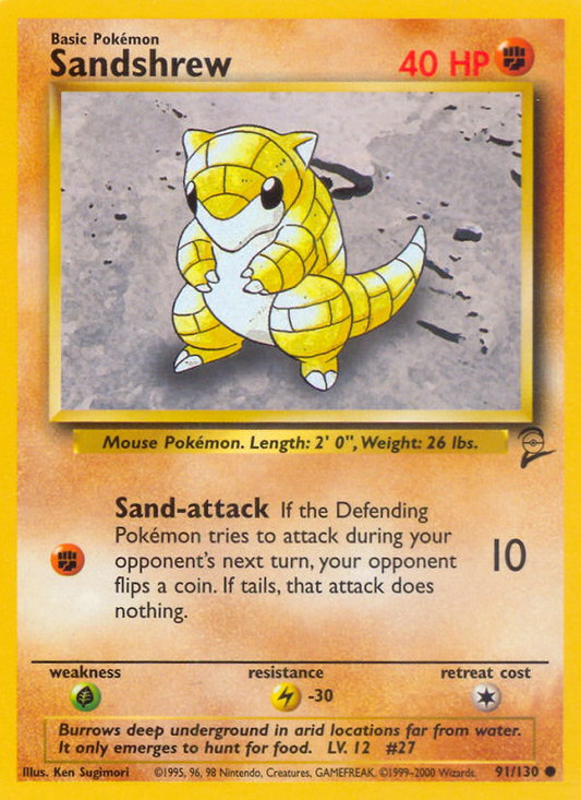 Sandshrew 091 Base Set 2 Common Near Mint