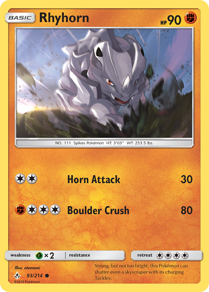 Rhyhorn 93 SM - Unbroken Bonds Common Lightly Played