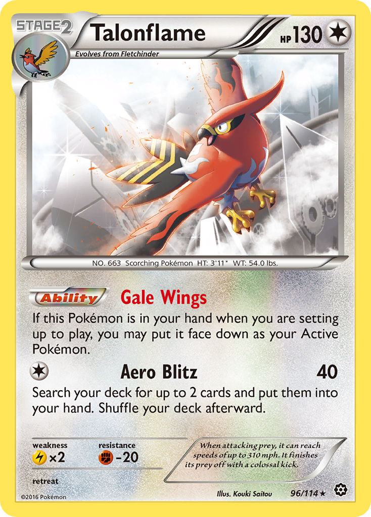 Talonflame 96 XY - Steam Siege Rare Lightly Played