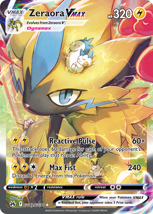 Zeraora VMAX GG42 Crown Zenith: Galarian Gallery Ultra Rare Lightly Played